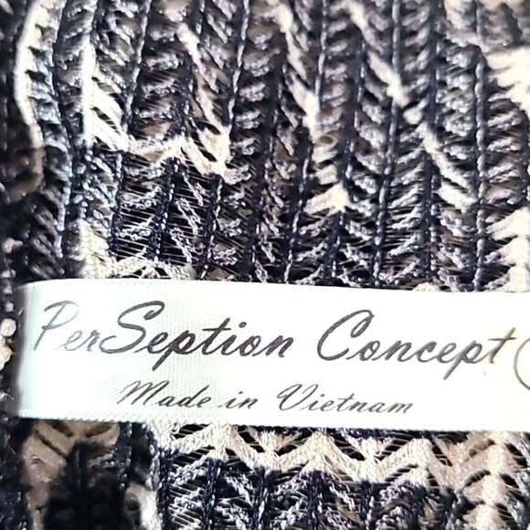 PerSeption Concept Beige & Black Print Waterfall Cardigan, Size XL - Picture 9 of 10